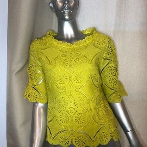 Boohoo Neon Yellow crochet Top